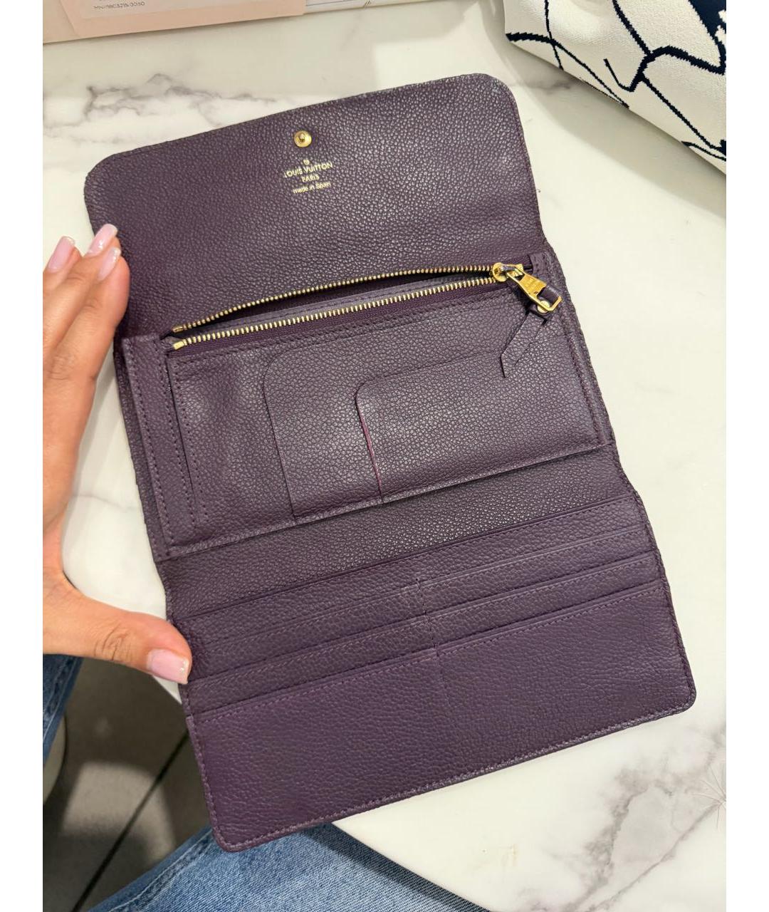 LOUIS VUITTON Фиолетовый кожаный кошелек, фото 3