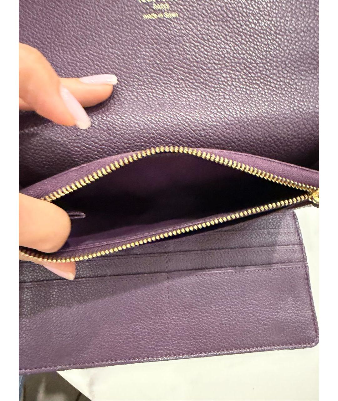 LOUIS VUITTON Фиолетовый кожаный кошелек, фото 4