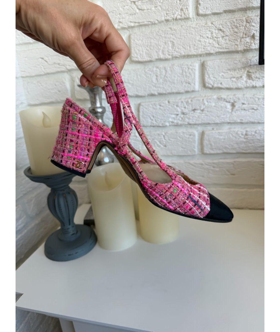 CHANEL Розовые лодочки на низком каблуке, фото 7
