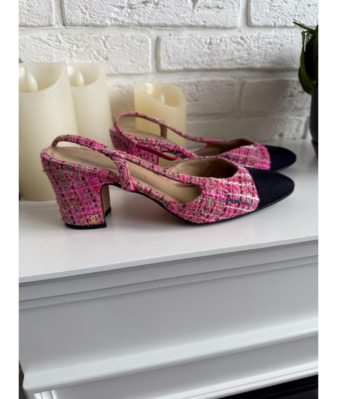 CHANEL Розовые лодочки на низком каблуке, фото 9