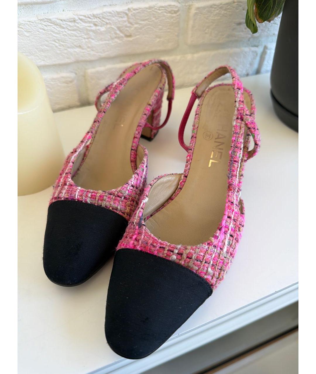 CHANEL Розовые лодочки на низком каблуке, фото 3