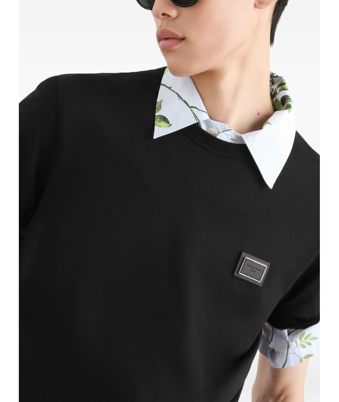 DOLCE&GABBANA Черная хлопковая футболка, фото 5