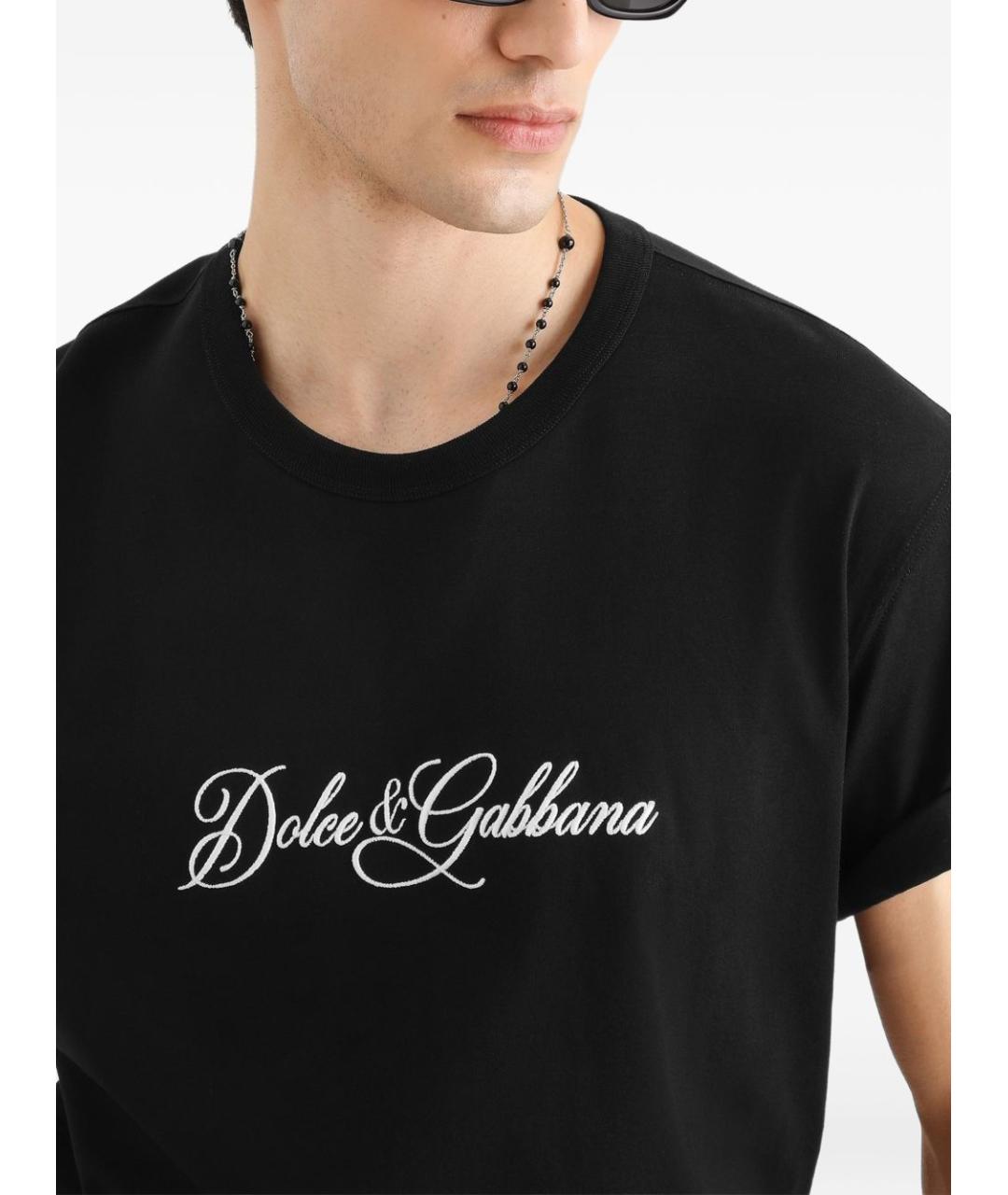 DOLCE&GABBANA Черная хлопковая футболка, фото 3