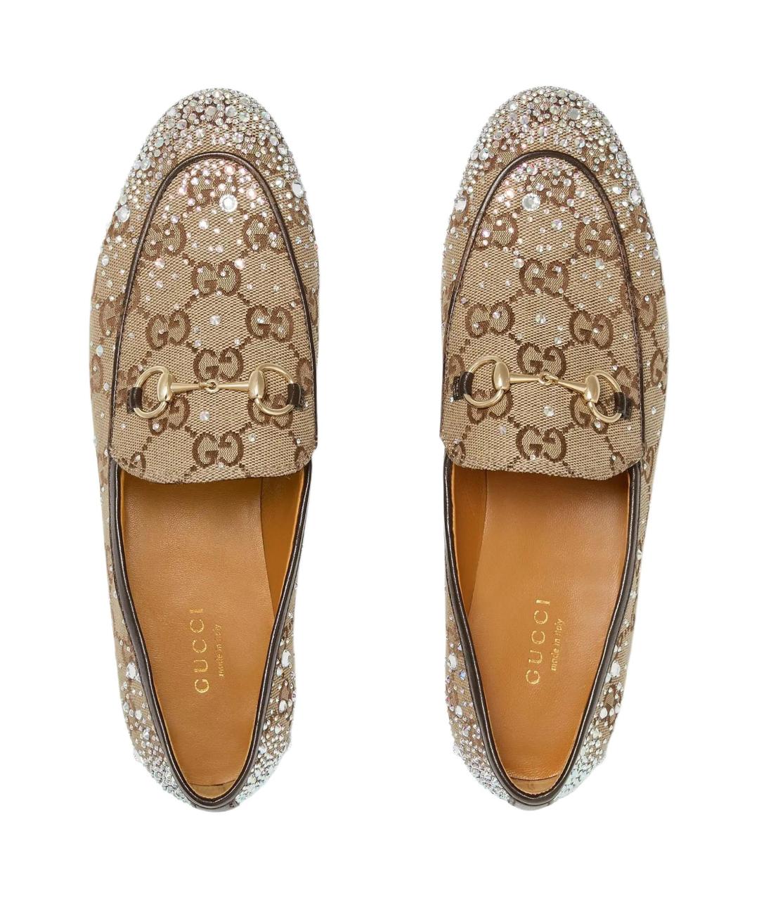 GUCCI Бежевые текстильные лоферы, фото 4