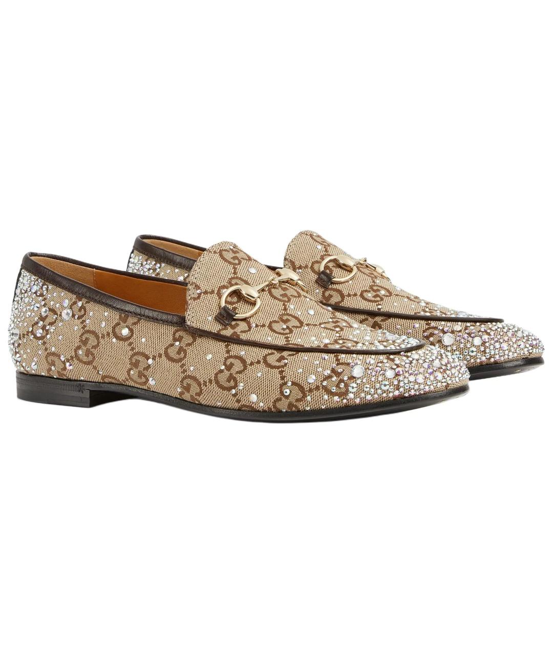 GUCCI Бежевые текстильные лоферы, фото 3