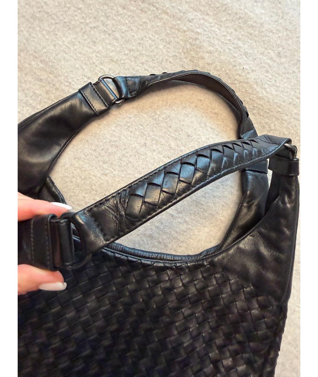 BOTTEGA VENETA Черная кожаная сумка через плечо, фото 7