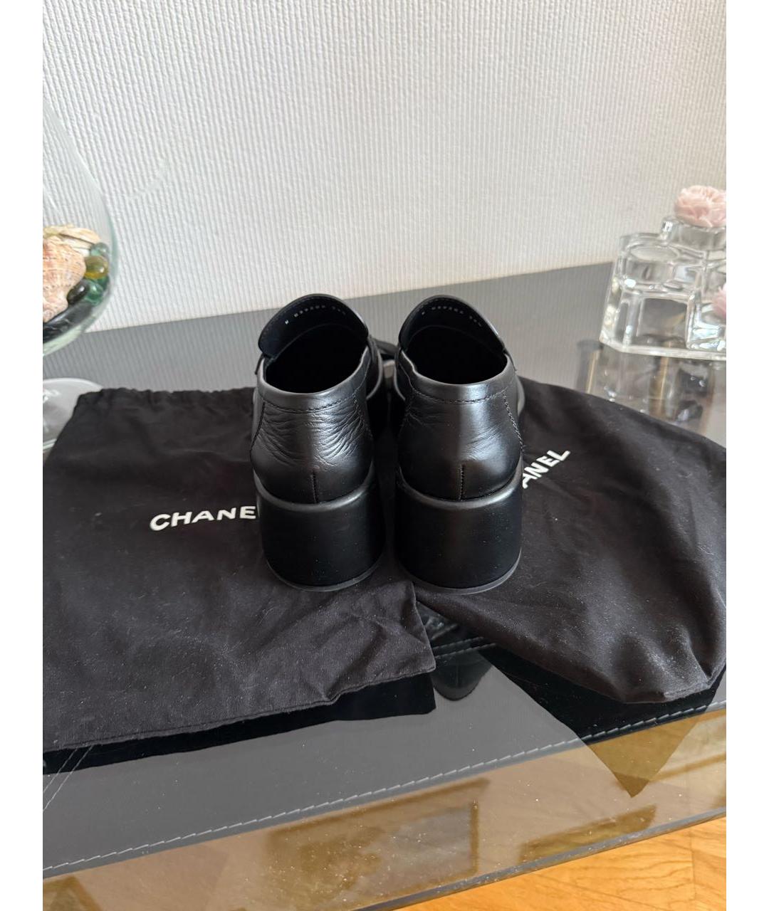 CHANEL Черные кожаные лоферы, фото 3