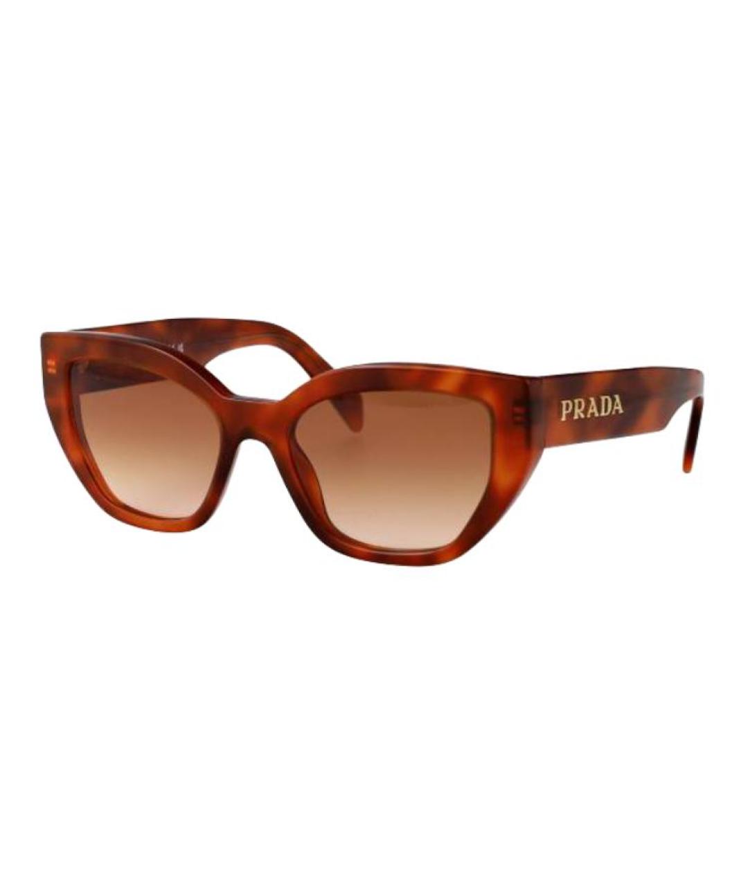 PRADA Коричневые пластиковые солнцезащитные очки, фото 1