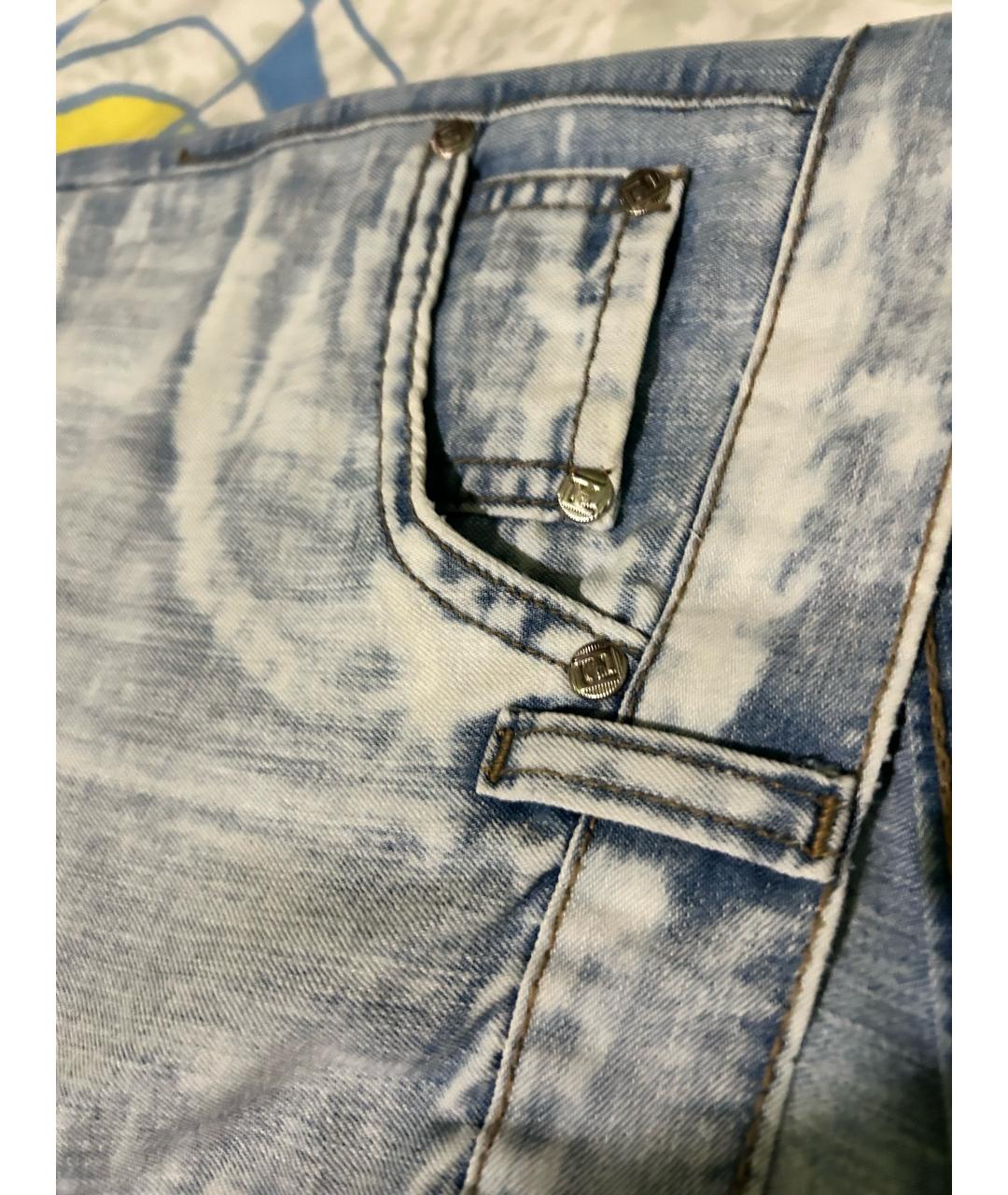 FENDI Голубые хлопковые прямые джинсы, фото 4