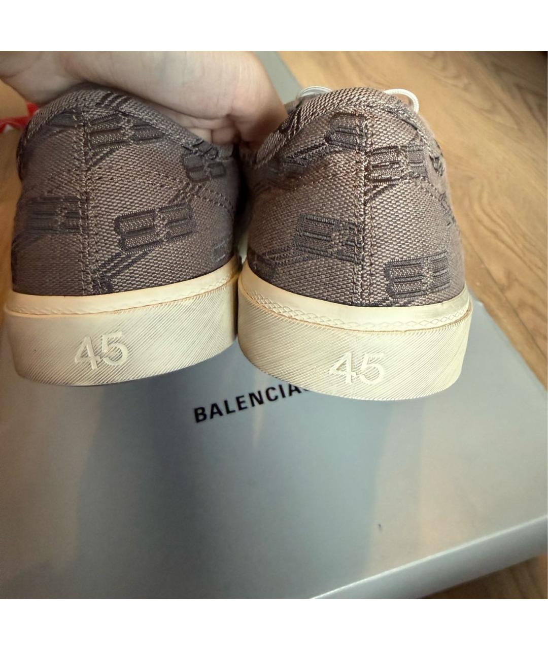 BALENCIAGA Коричневые текстильные низкие кроссовки / кеды, фото 4