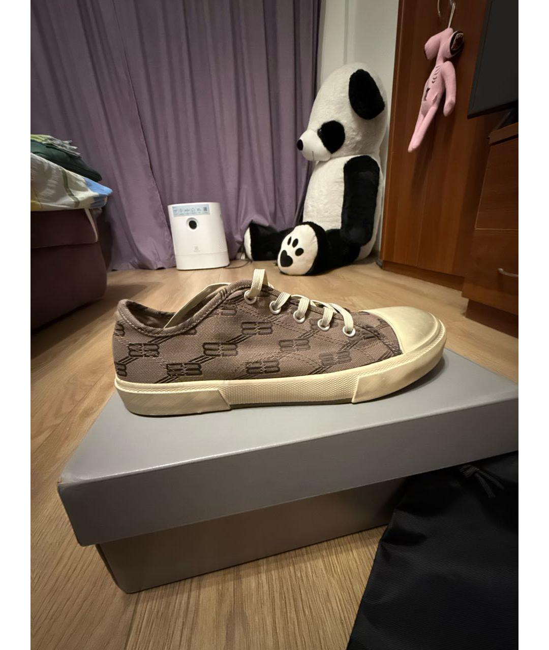 BALENCIAGA Коричневые текстильные низкие кроссовки / кеды, фото 9