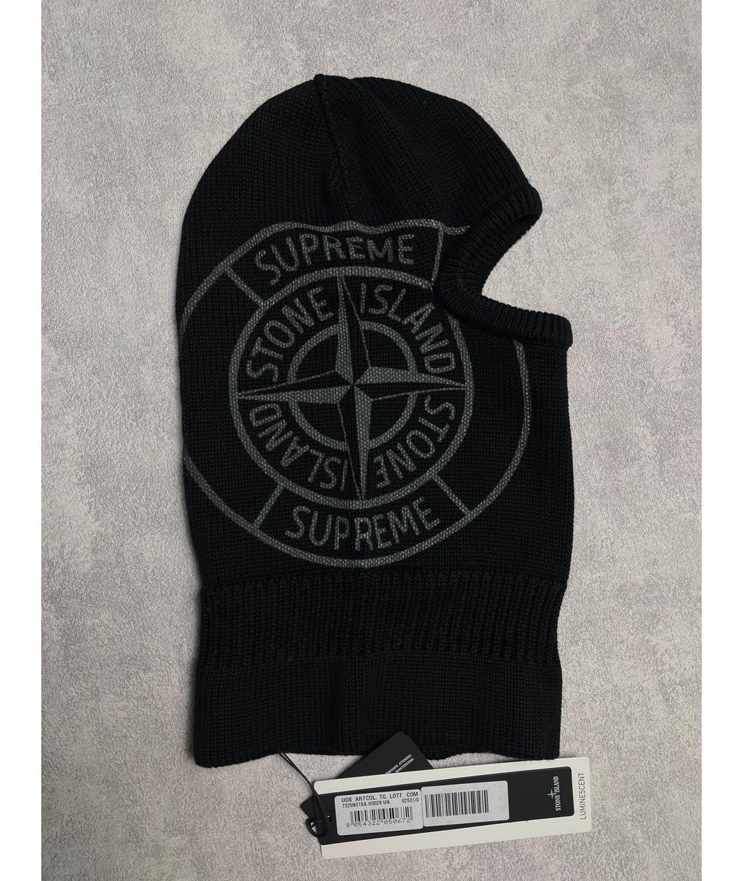 STONE ISLAND Черная хлопковая шапка, фото 2