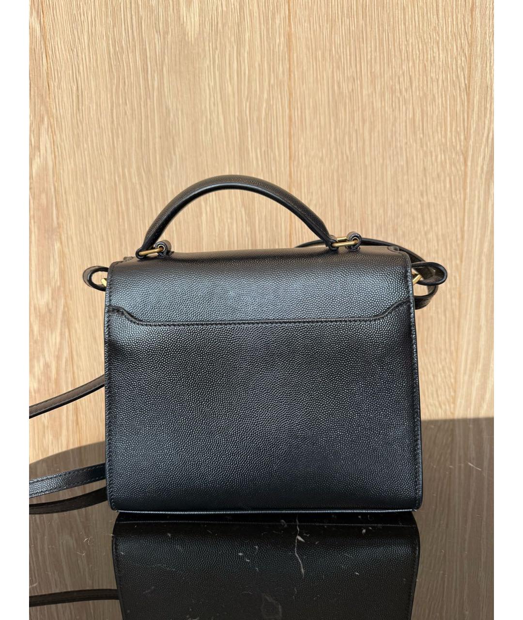SAINT LAURENT Черная кожаная сумка с короткими ручками, фото 3