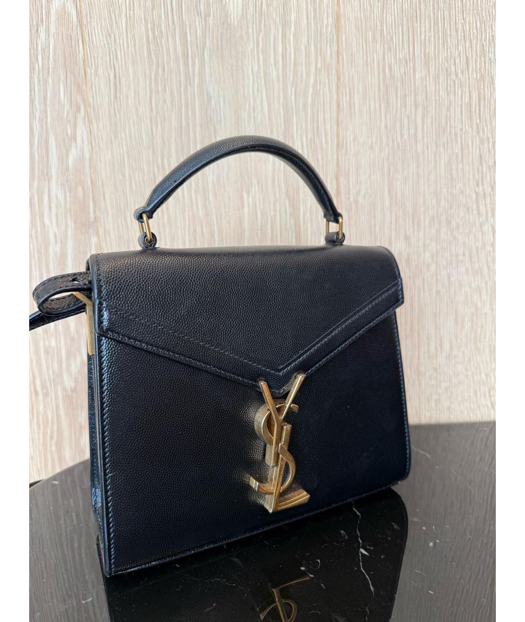 SAINT LAURENT Черная кожаная сумка с короткими ручками, фото 2