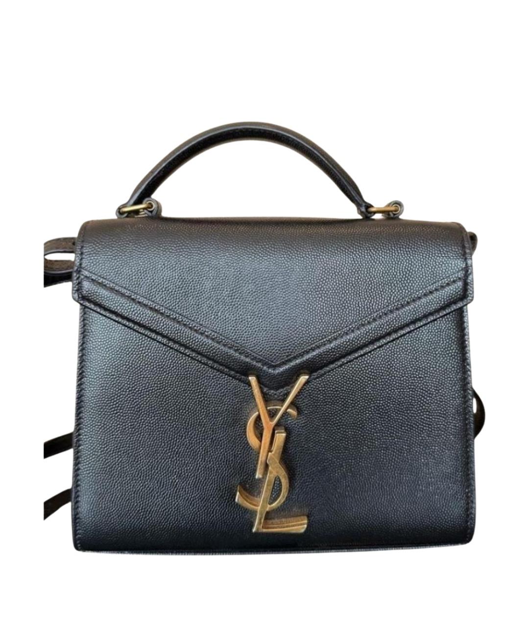 SAINT LAURENT Черная кожаная сумка с короткими ручками, фото 1