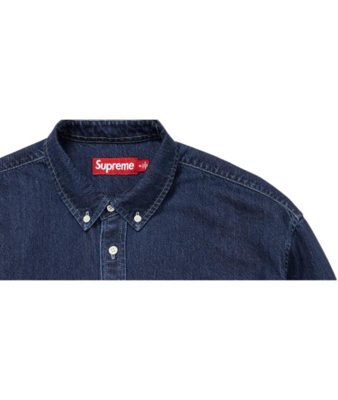 SUPREME Темно-синяя деним рубашка, фото 2