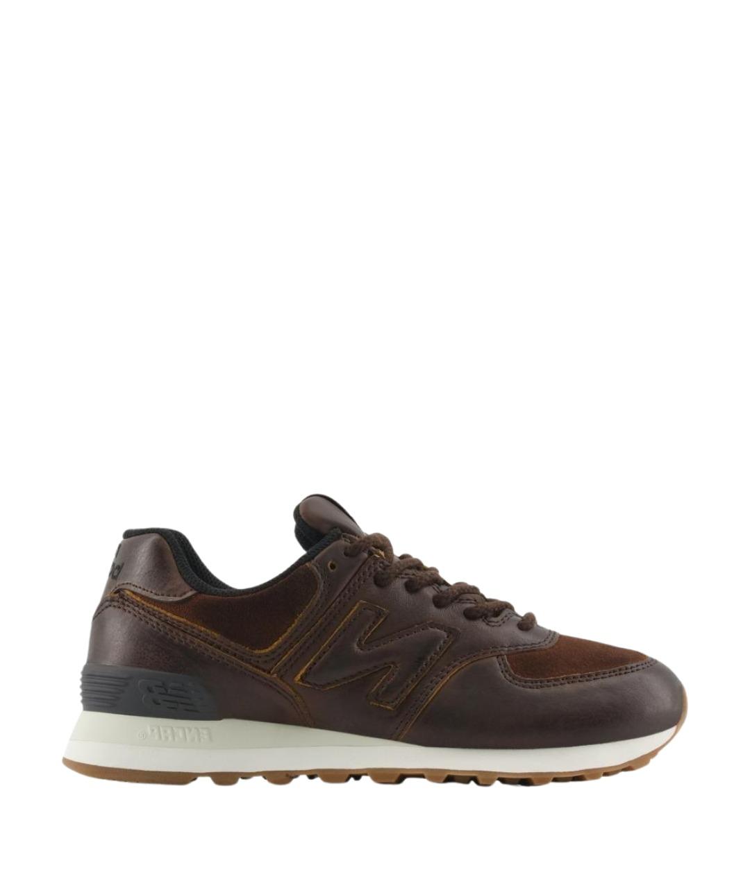 NEW BALANCE Коричневые кожаные кроссовки, фото 1
