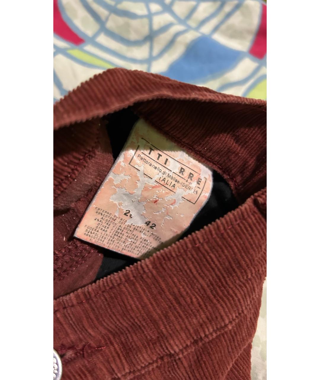 DOLCE&GABBANA Бордовые хлопковые классические брюки, фото 3