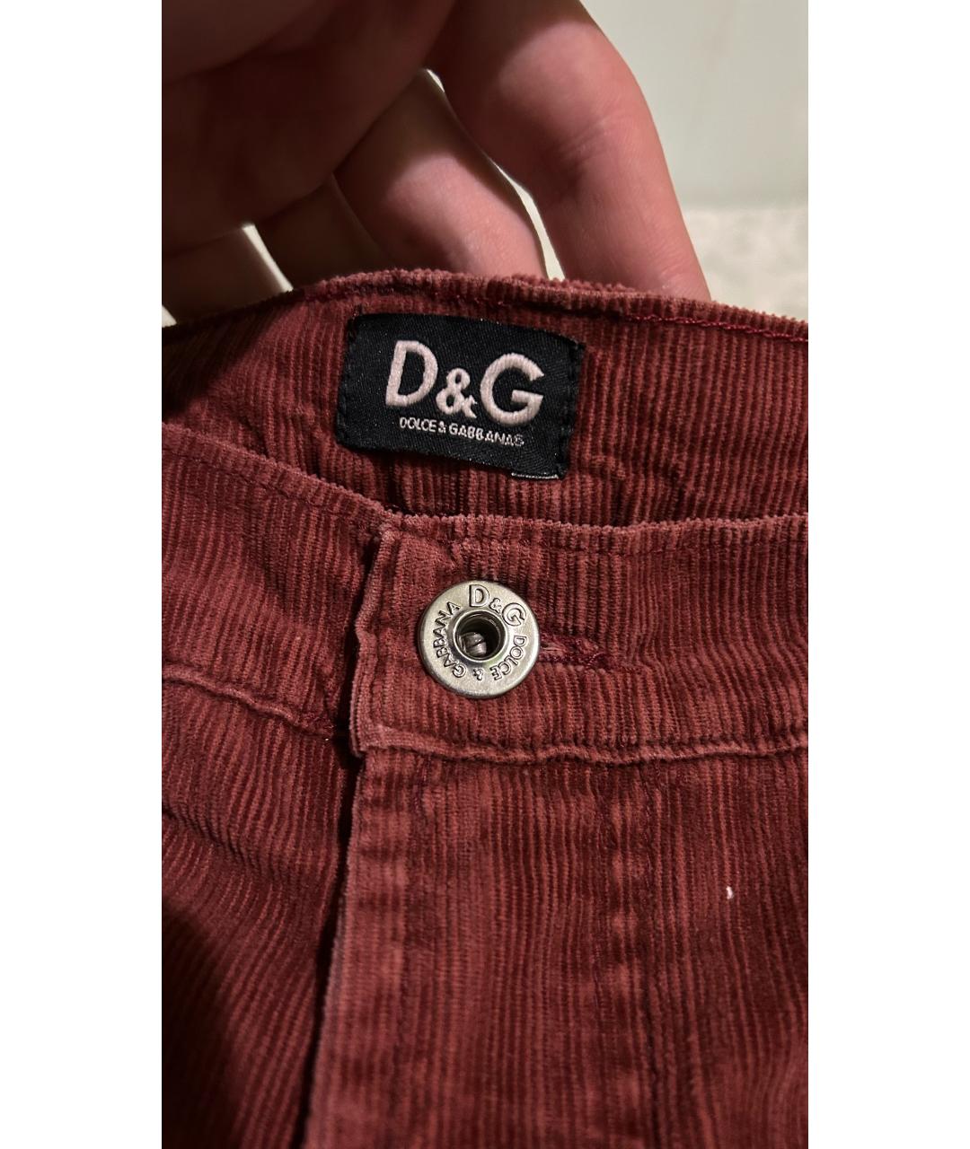 DOLCE&GABBANA Бордовые хлопковые классические брюки, фото 2