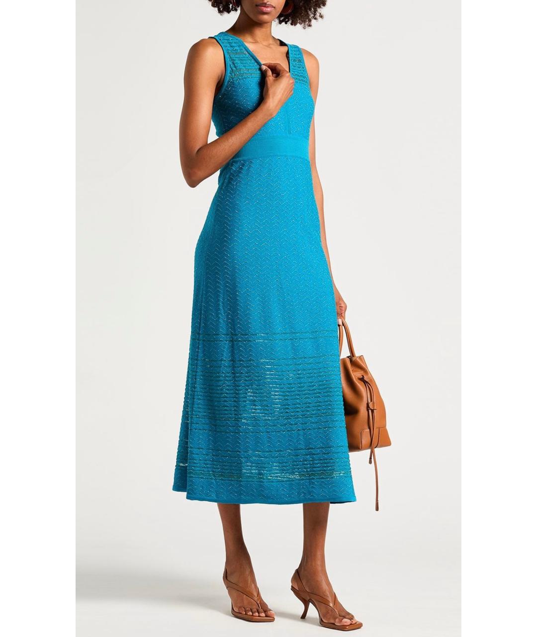 MISSONI Бирюзовое шерстяное коктейльное платье, фото 2