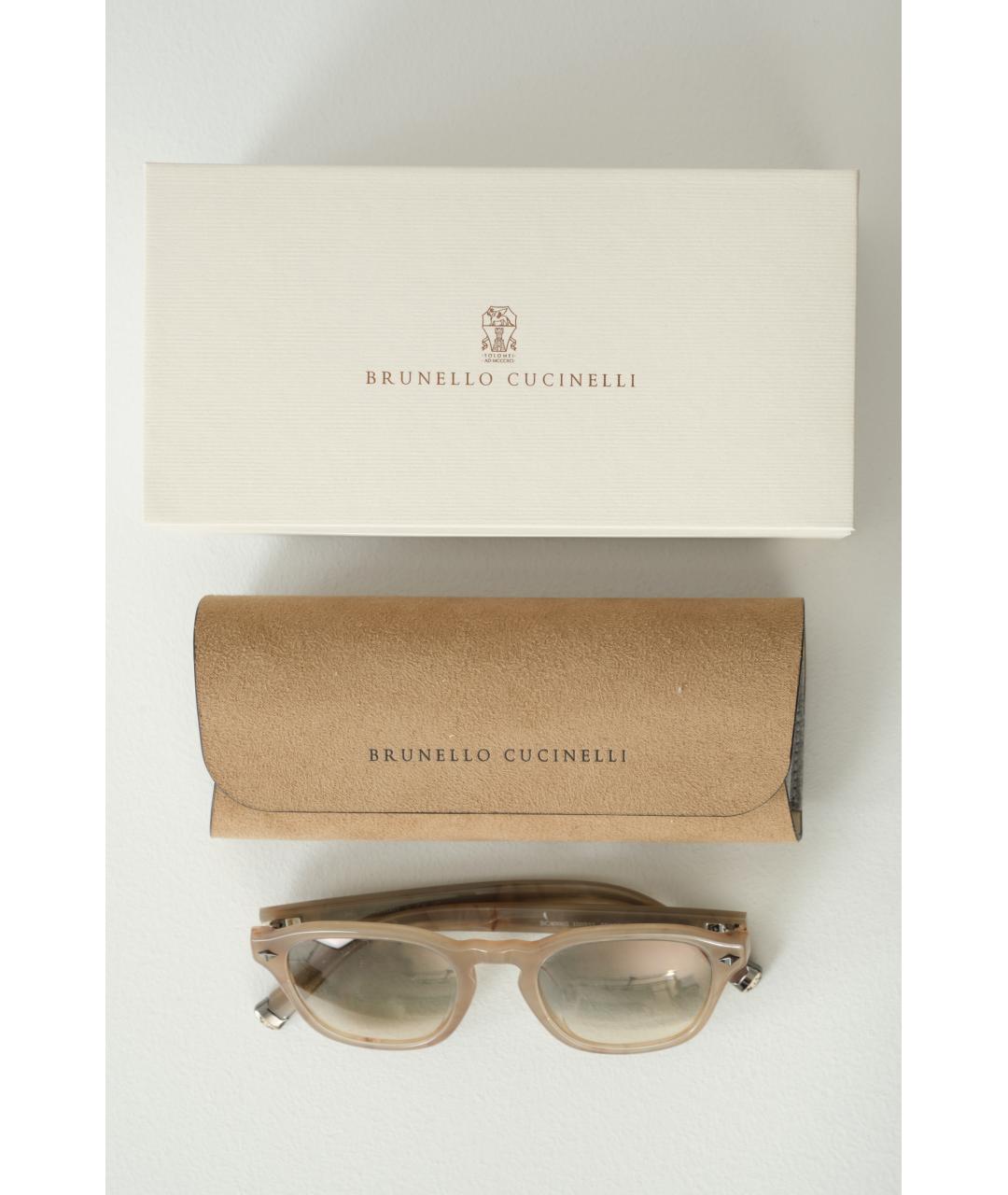 BRUNELLO CUCINELLI Бежевые пластиковые солнцезащитные очки, фото 7
