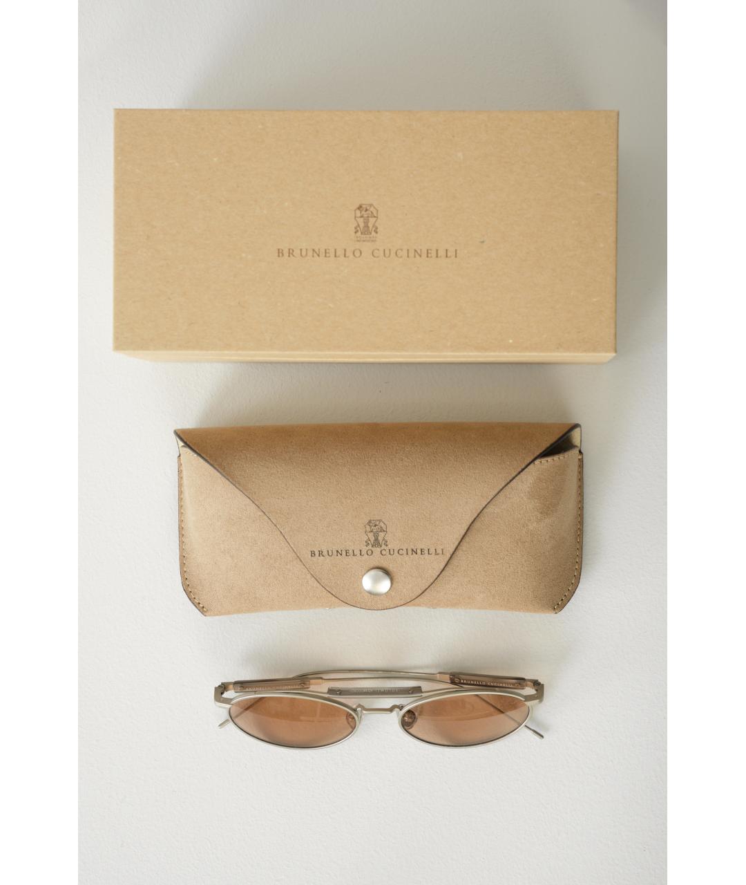 BRUNELLO CUCINELLI Серебряные металлические солнцезащитные очки, фото 6
