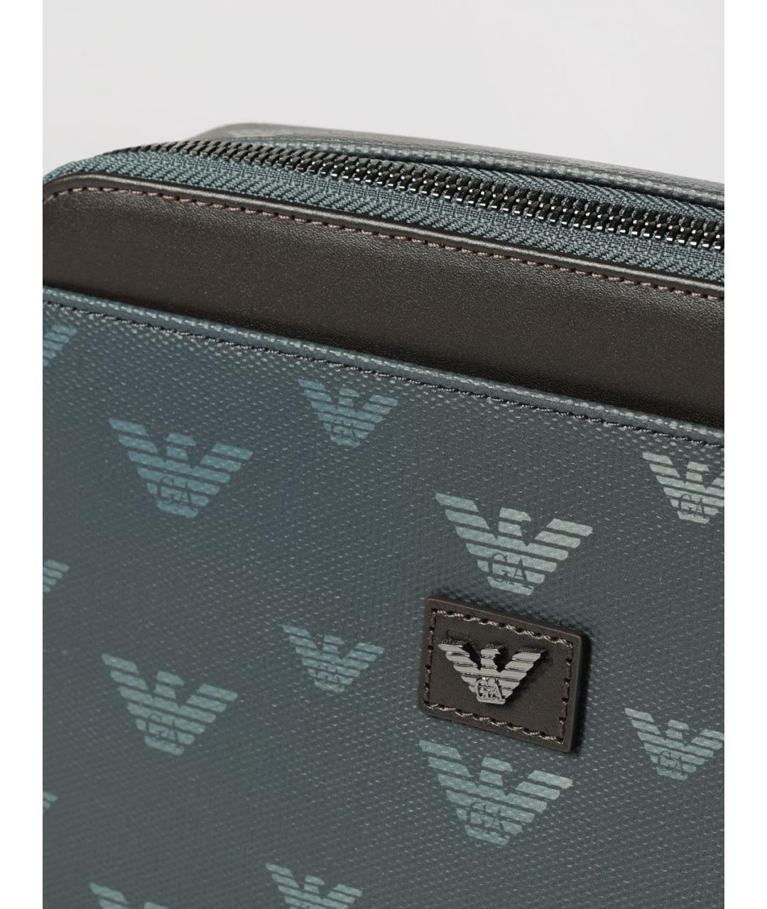 EMPORIO ARMANI Синяя хлопковая сумка на плечо, фото 3