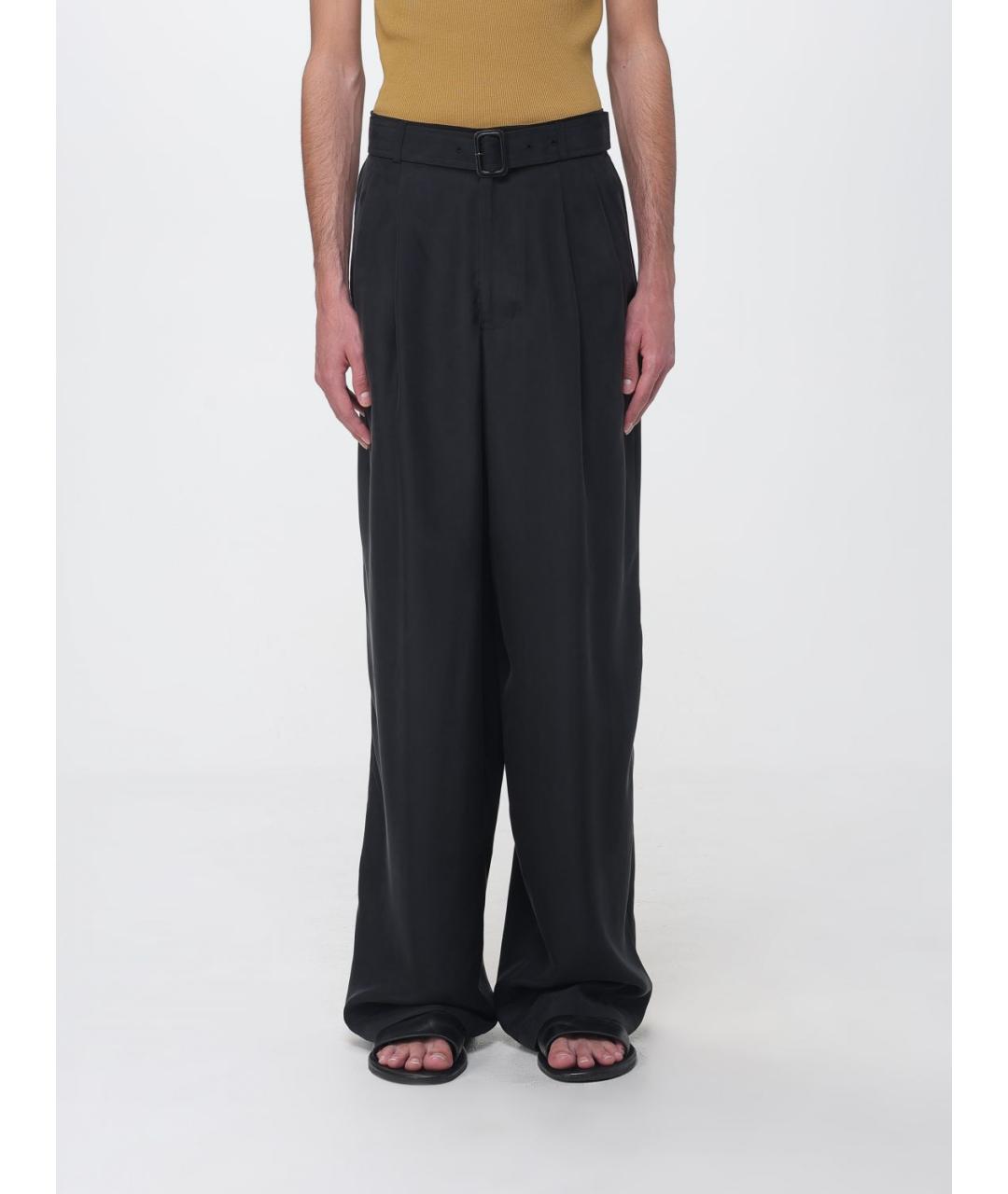 EMPORIO ARMANI Черные шелковые повседневные брюки, фото 4