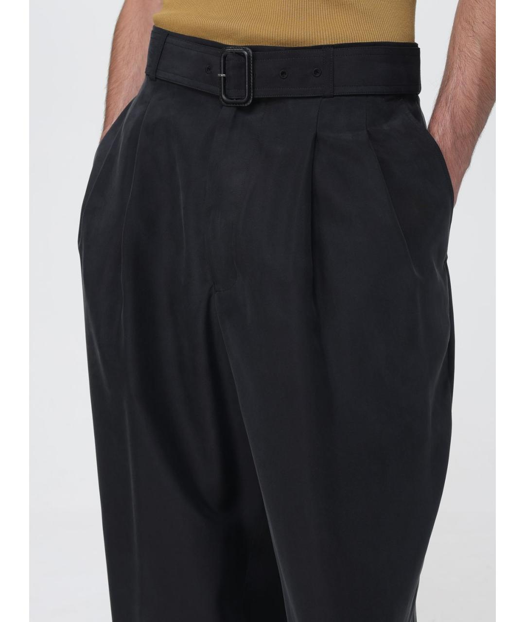 EMPORIO ARMANI Черные шелковые повседневные брюки, фото 3