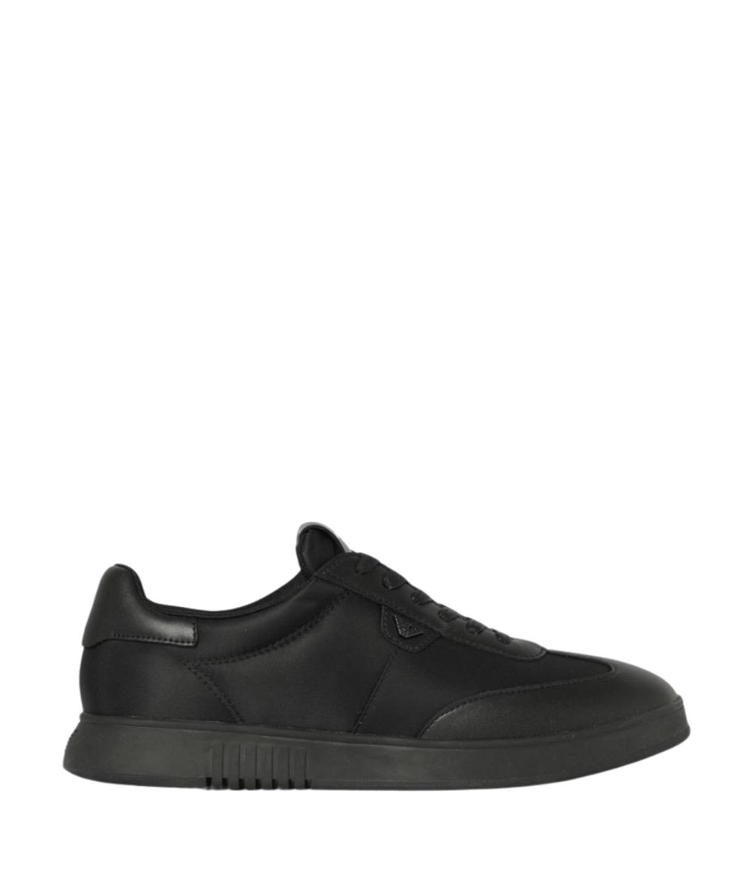 EMPORIO ARMANI Черные синтетические низкие кроссовки / кеды, фото 1