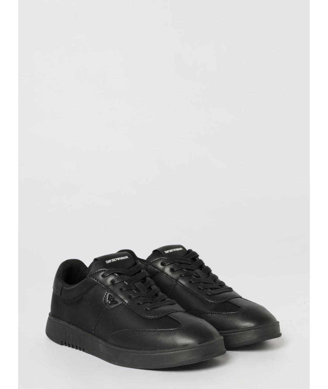 EMPORIO ARMANI Черные синтетические низкие кроссовки / кеды, фото 2