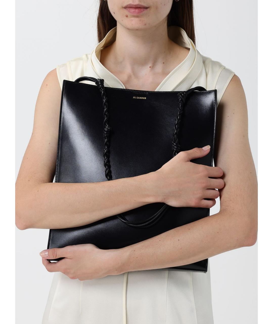 JIL SANDER Черная кожаная сумка через плечо, фото 2