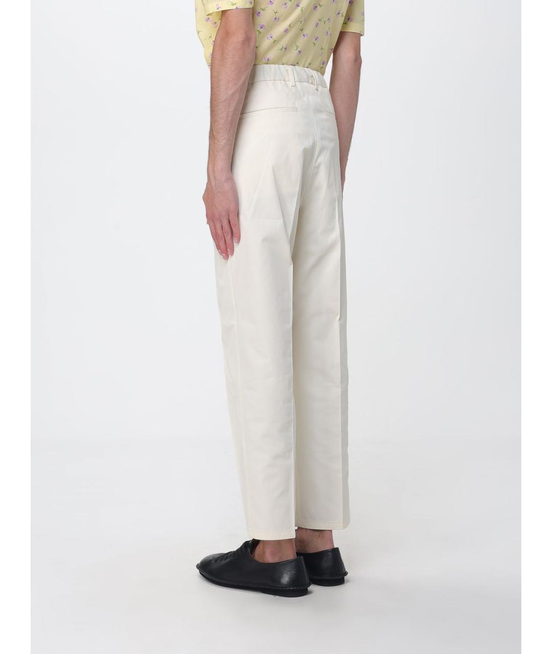 JIL SANDER Белые хлопковые повседневные брюки, фото 3