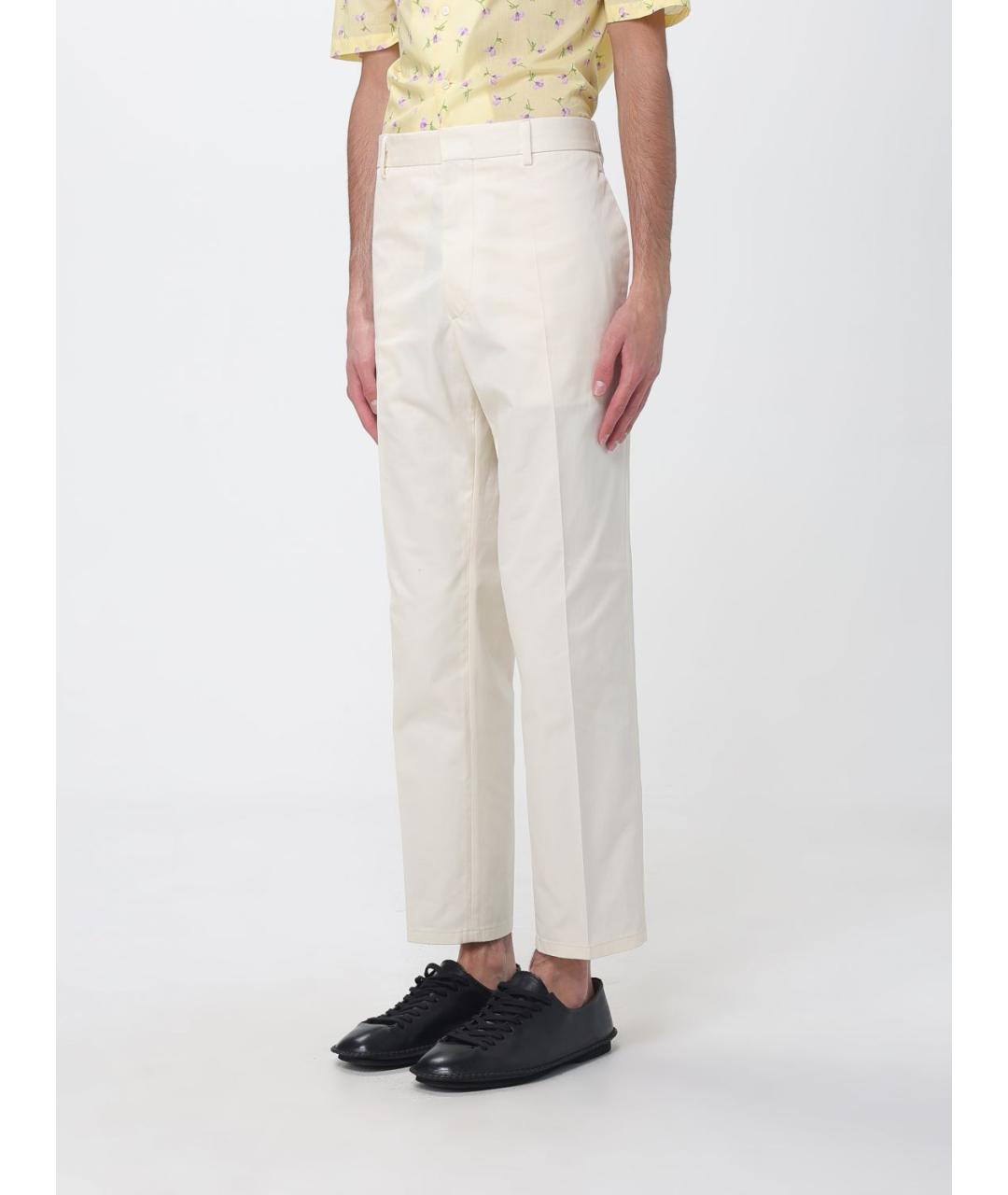 JIL SANDER Белые хлопковые повседневные брюки, фото 4