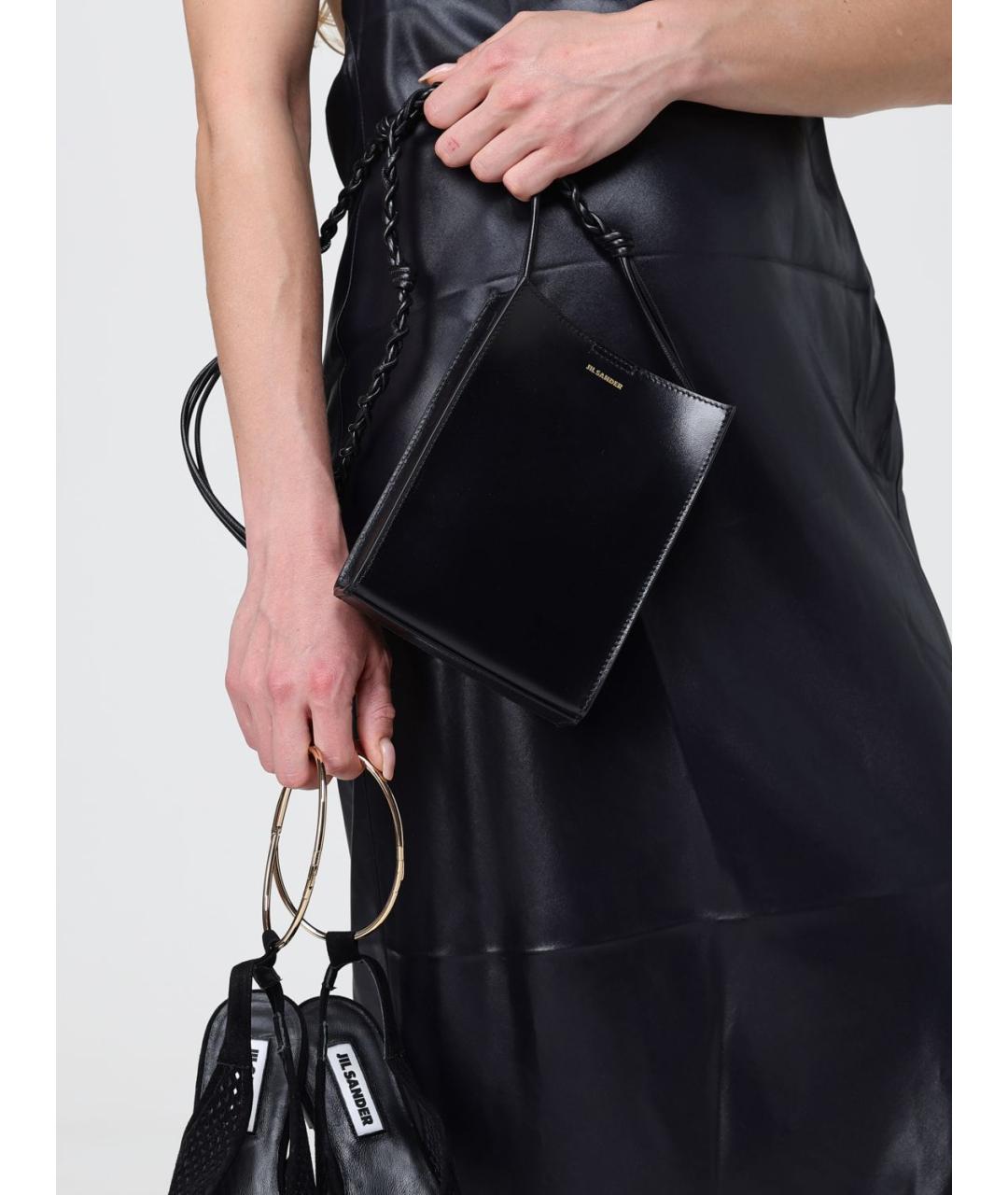 JIL SANDER Черная кожаная сумка через плечо, фото 2