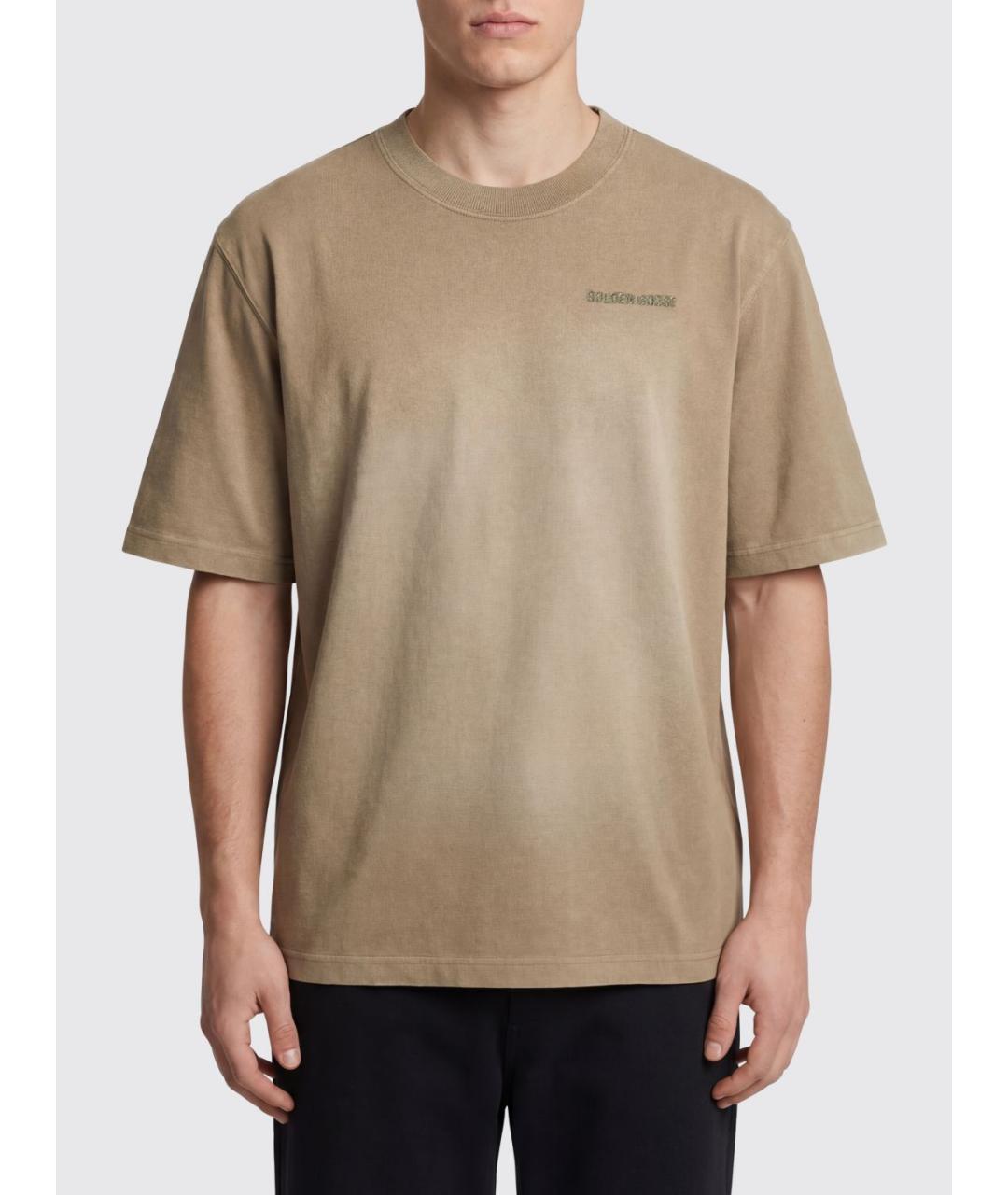 GOLDEN GOOSE Бежевая хлопковая футболка, фото 1