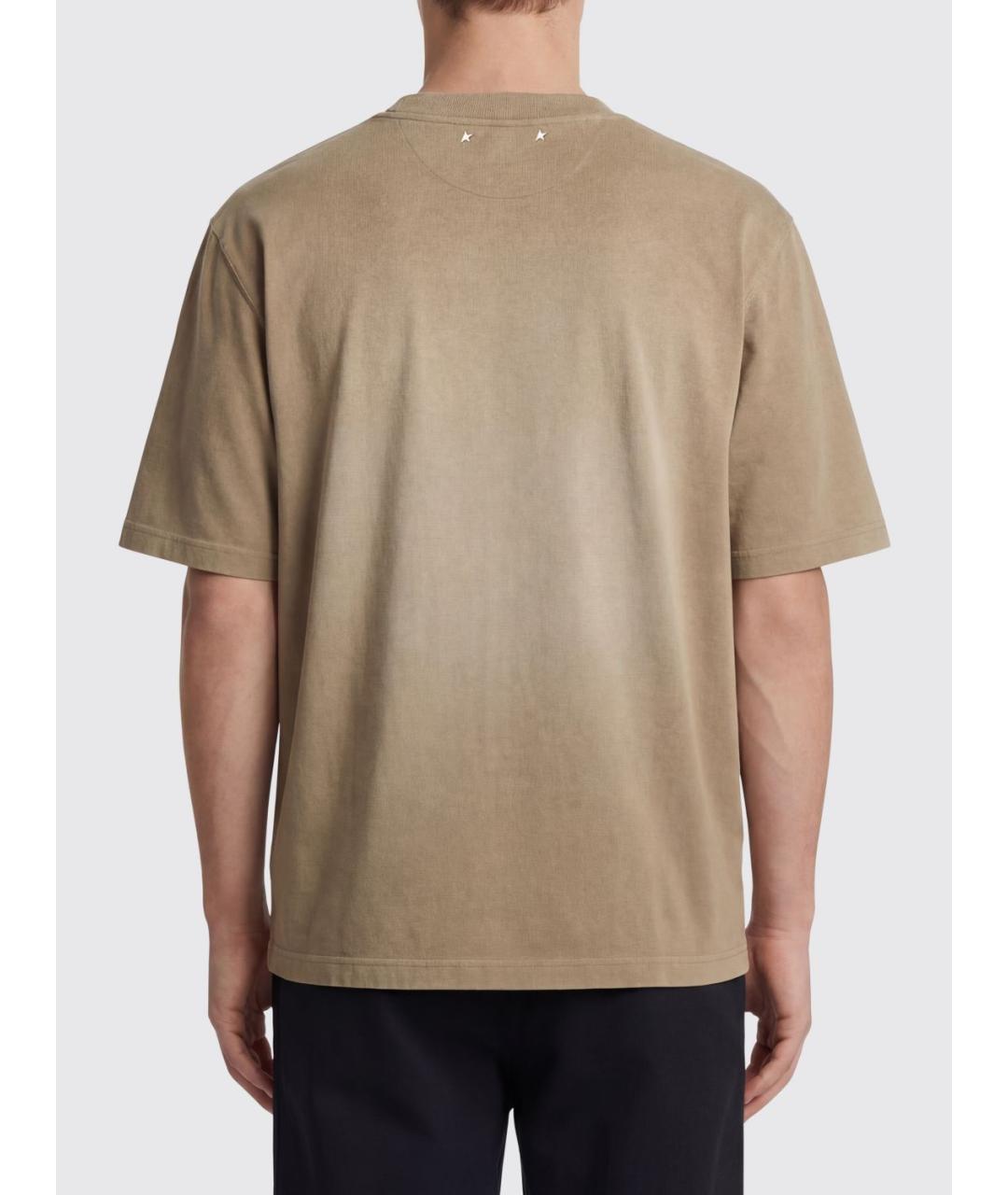 GOLDEN GOOSE Бежевая хлопковая футболка, фото 2