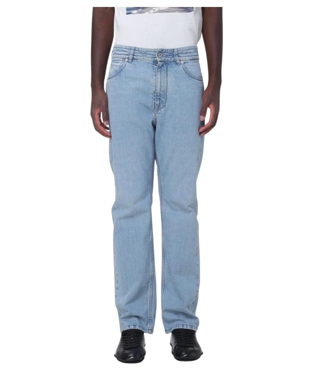 JIL SANDER Голубые хлопковые прямые джинсы, фото 1