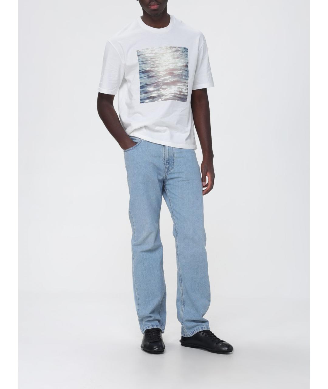 JIL SANDER Голубые хлопковые прямые джинсы, фото 2