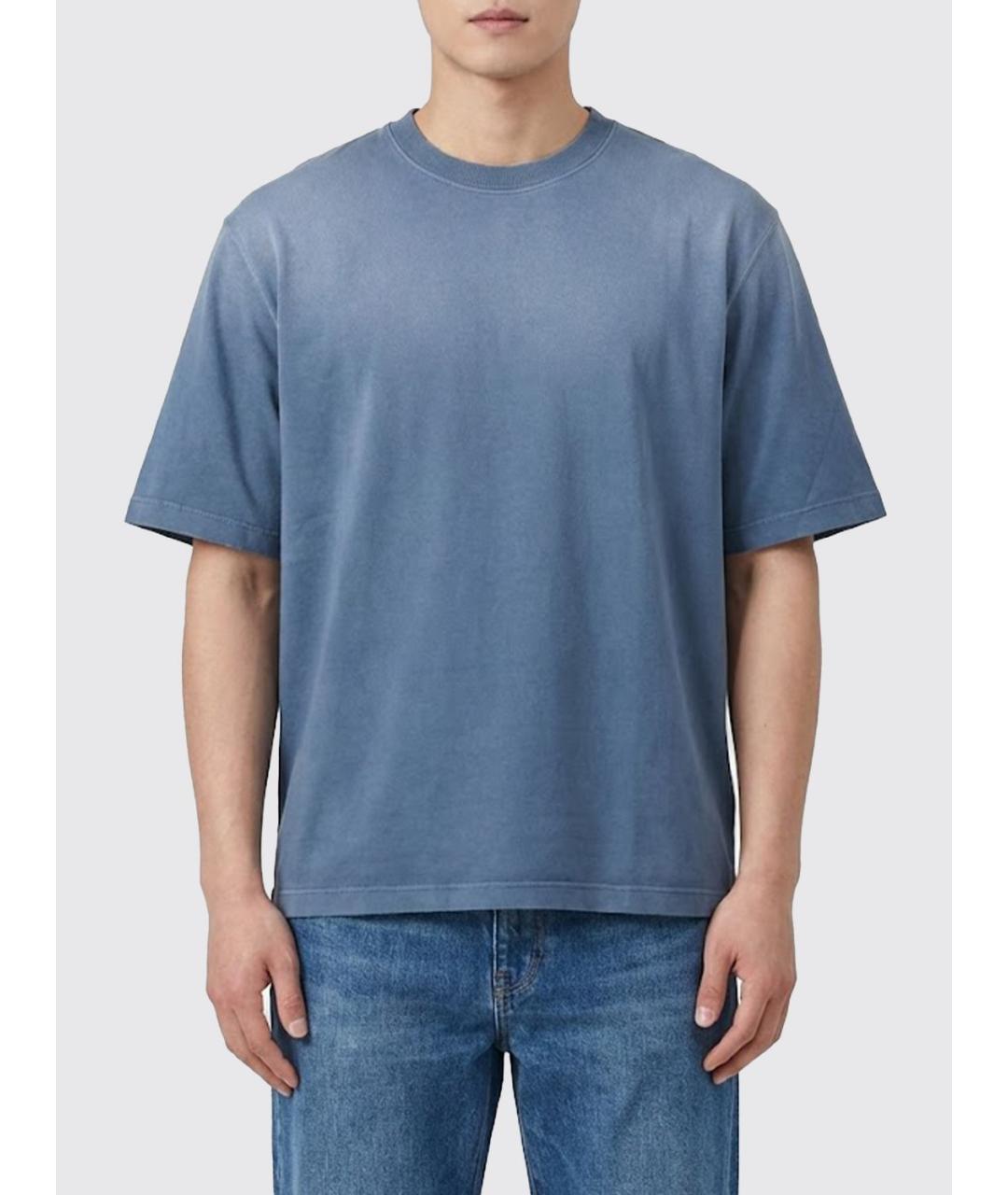 GOLDEN GOOSE DELUXE BRAND Синяя хлопковая футболка, фото 2