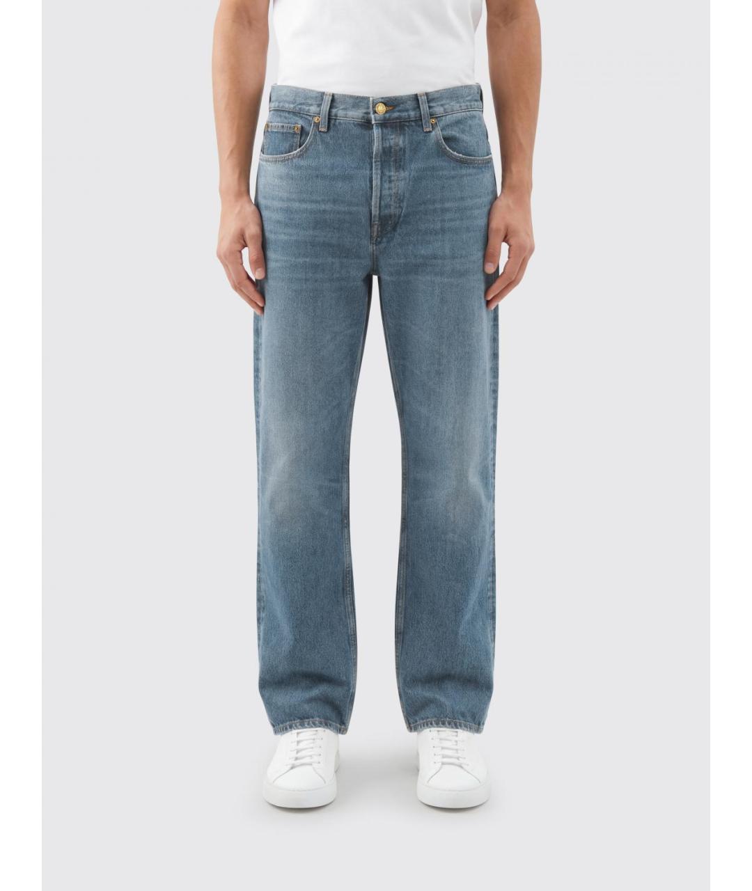 GOLDEN GOOSE DELUXE BRAND Синие хлопковые прямые джинсы, фото 1