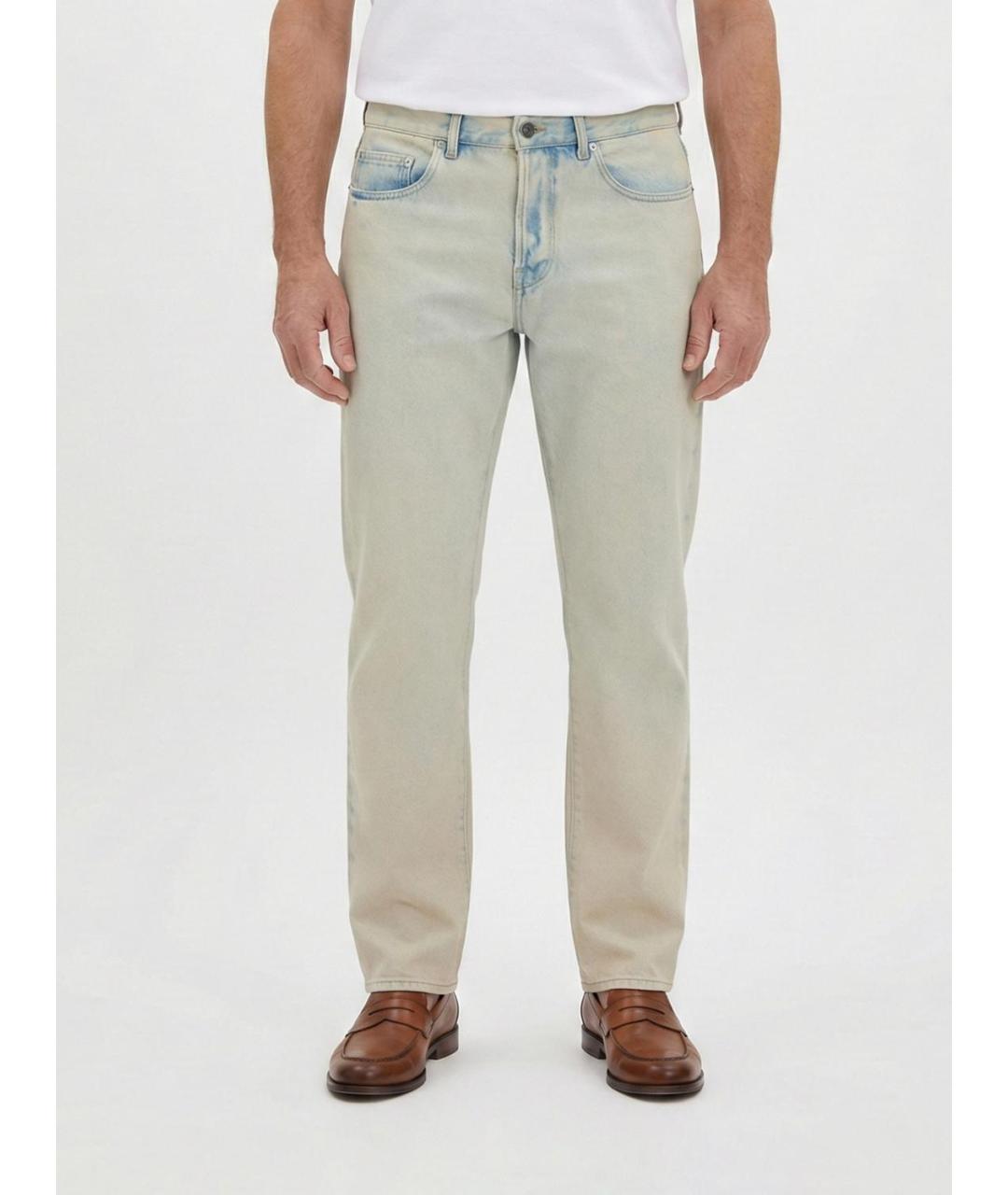 GOLDEN GOOSE DELUXE BRAND Бежевые хлопковые прямые джинсы, фото 4