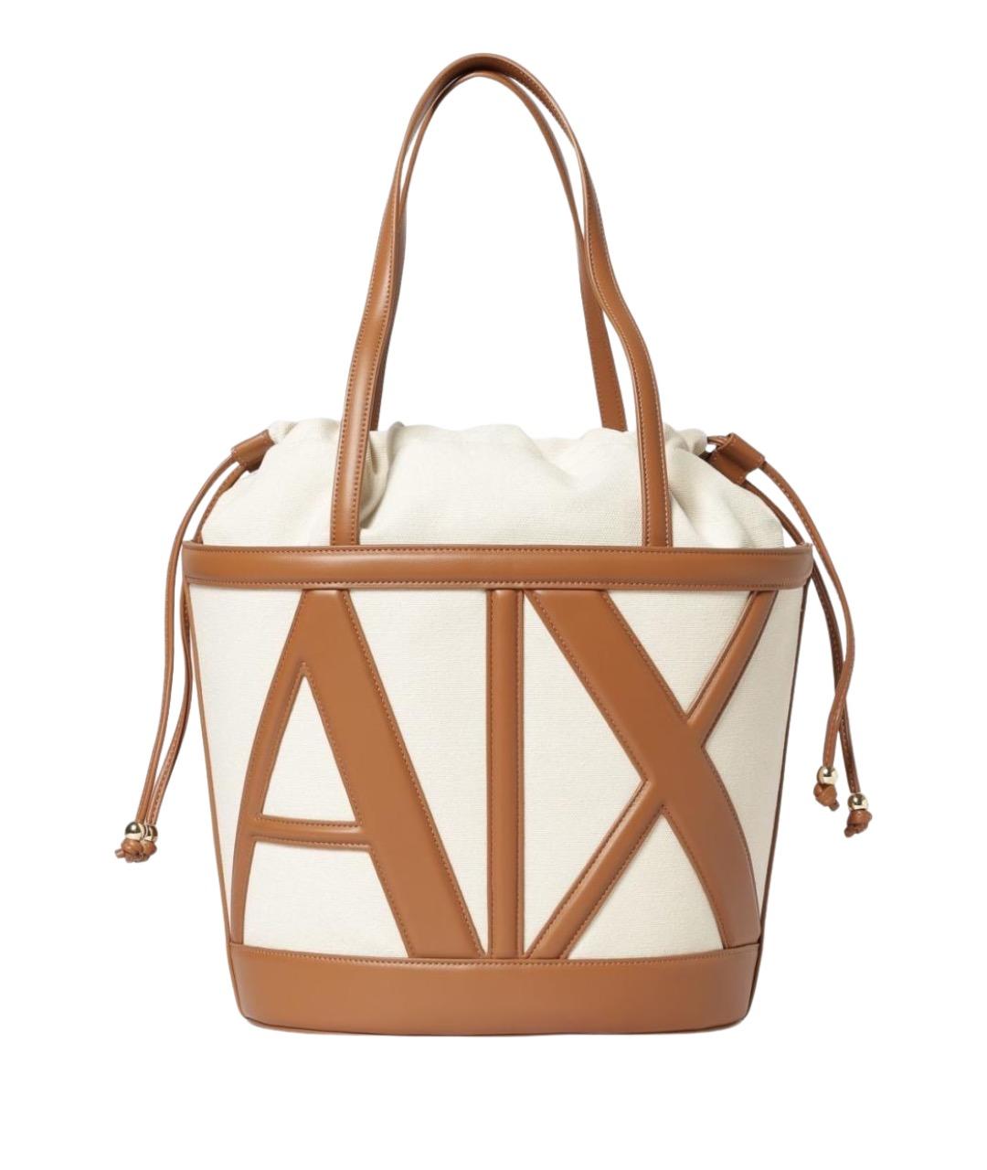 ARMANI EXCHANGE Бежевая хлопковая сумка тоут, фото 1