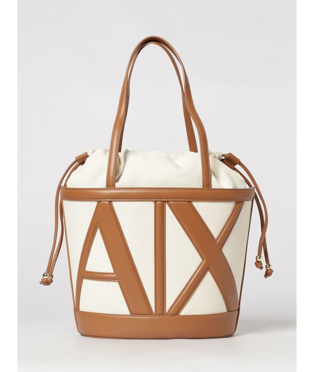 ARMANI EXCHANGE Бежевая хлопковая сумка тоут, фото 4