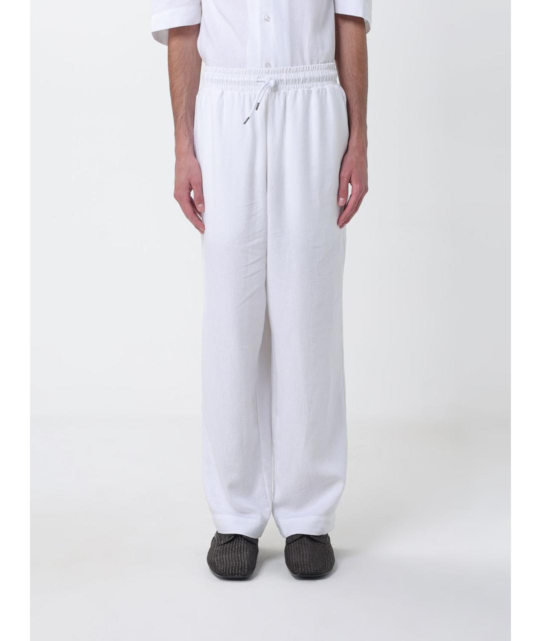 EMPORIO ARMANI Белые льняные повседневные брюки, фото 5