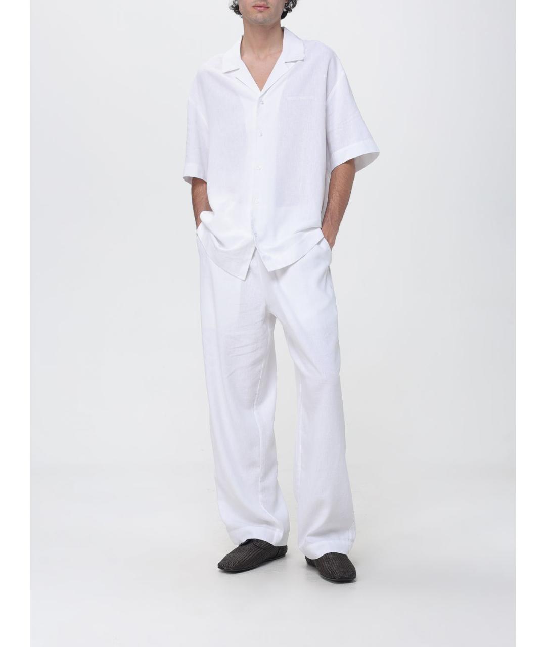 EMPORIO ARMANI Белые льняные повседневные брюки, фото 2