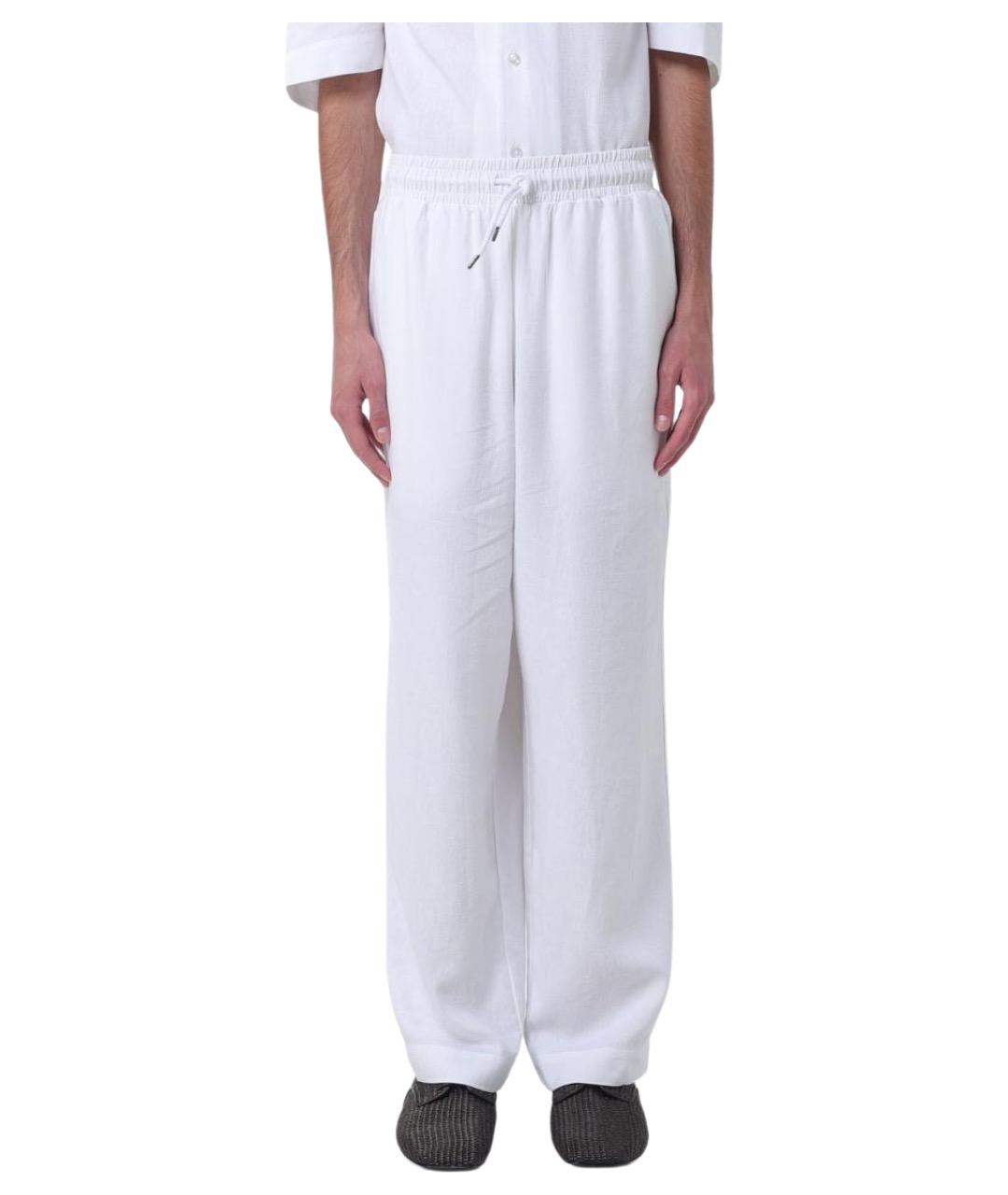 EMPORIO ARMANI Белые льняные повседневные брюки, фото 1