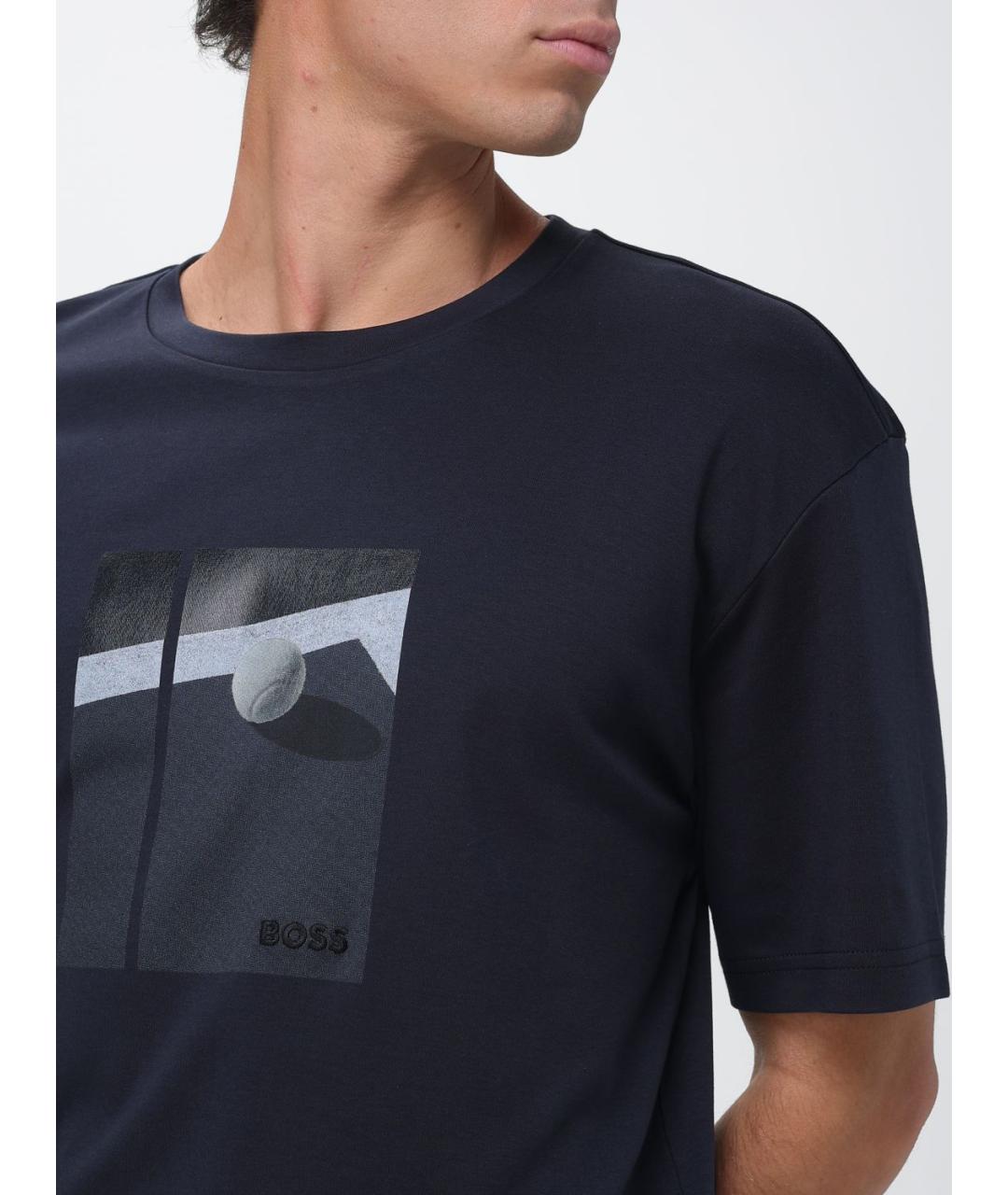 HUGO BOSS Синяя хлопковая футболка, фото 3