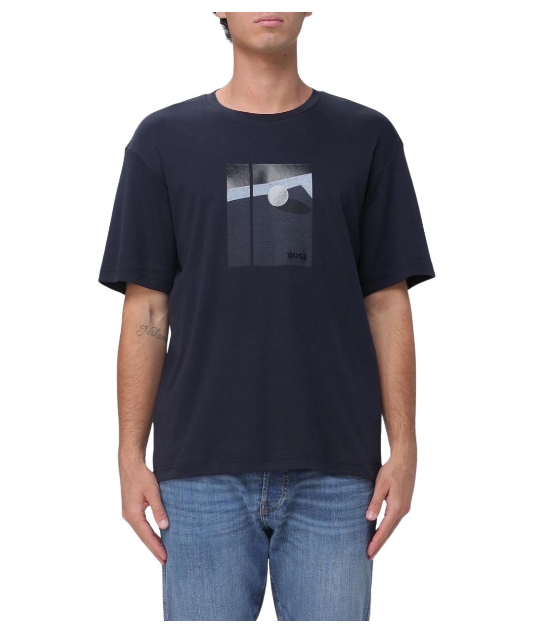 HUGO BOSS Синяя хлопковая футболка, фото 1