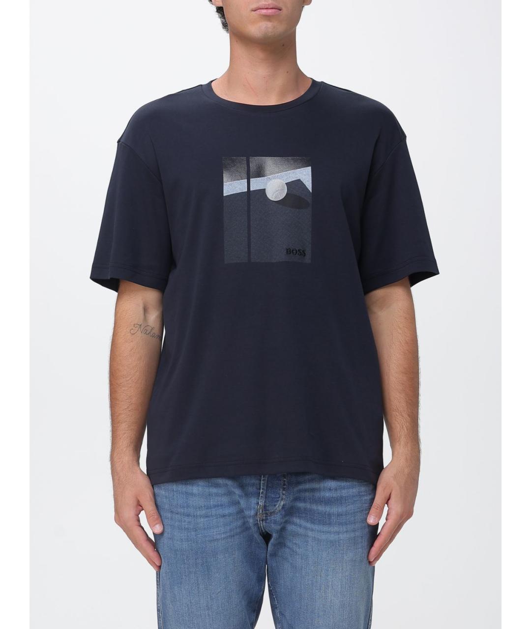 HUGO BOSS Синяя хлопковая футболка, фото 4